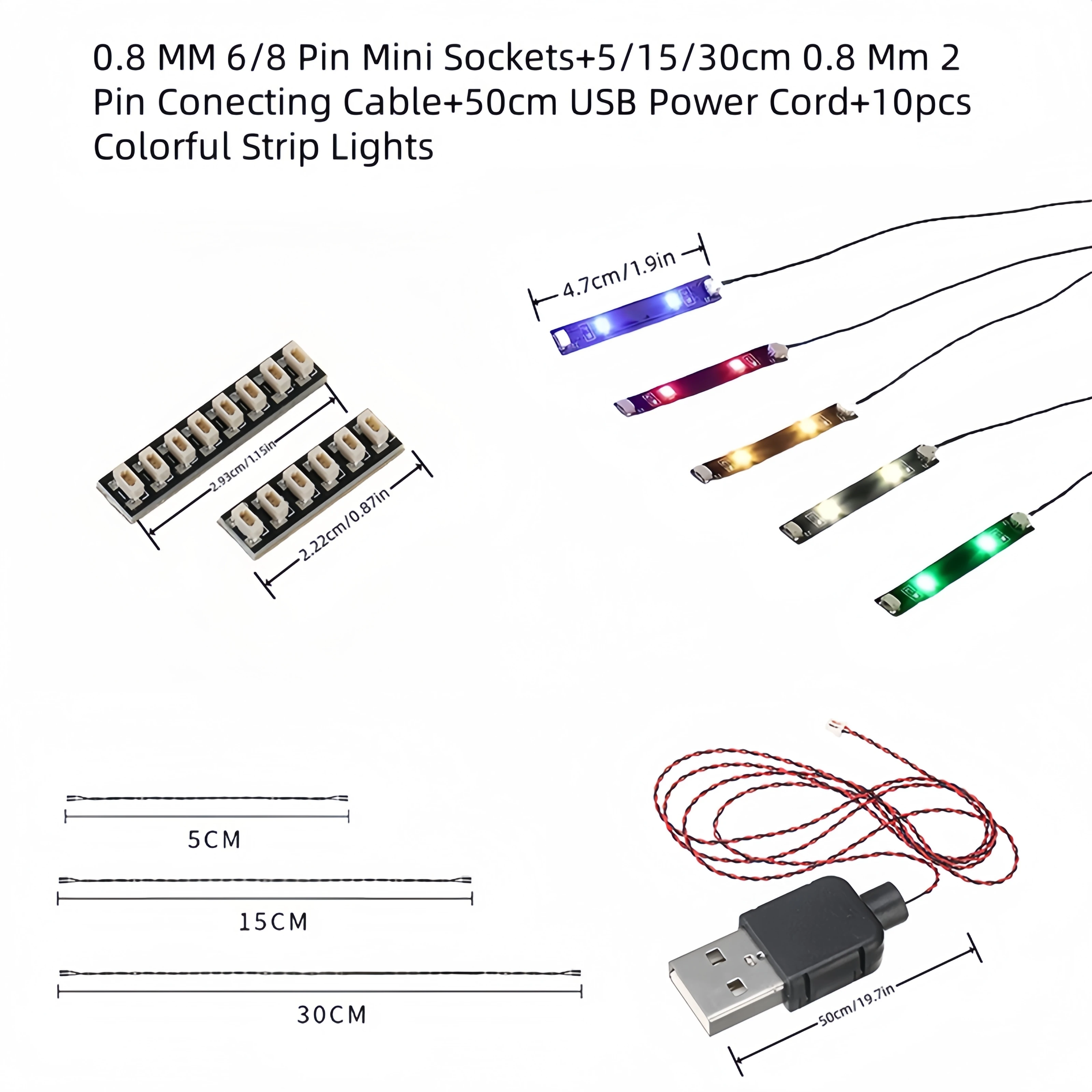 Building Block Led Light Accessories 10cps Light Strip 0.8mm Pin Compatible Light Strip For Lego/Moc Building Block Models