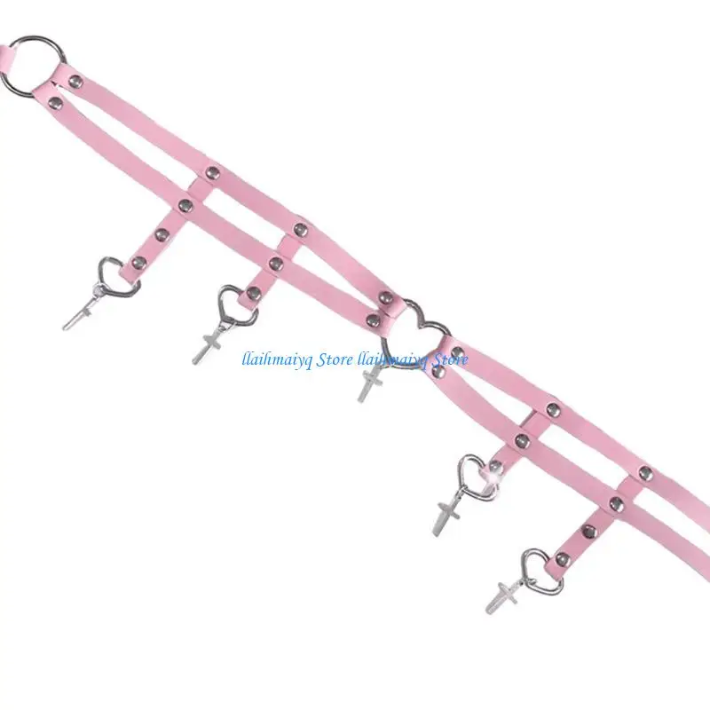 573B حزام الخصر شرابات سلسلة فريدة من نوعها لحزام راعية البقر في النادي على شكل قلب #5