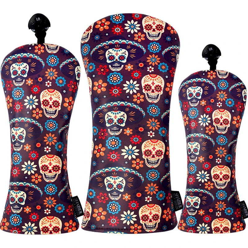 Waterdichte Golf Houten Skull Covers, Dazzle Kleurrijke Driver, 1, 3, 5 UT, Golf Putter Head Covers, Hoge kwaliteit