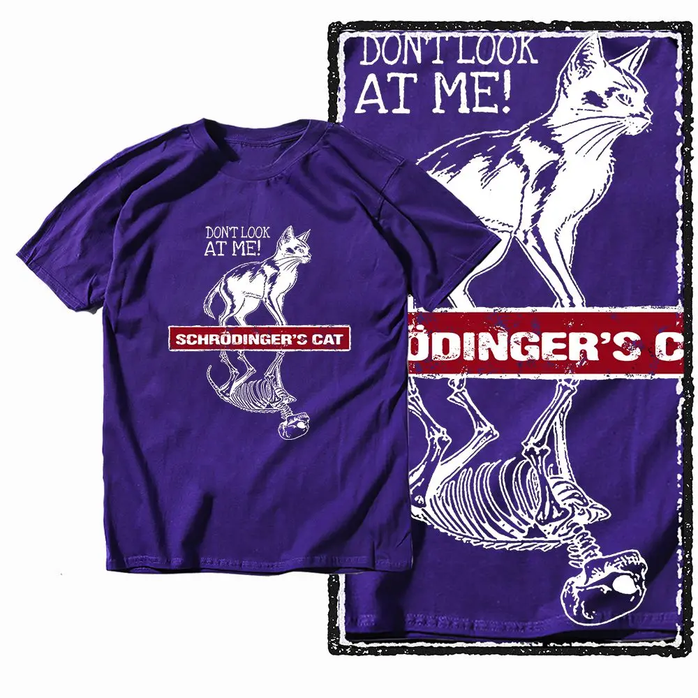 G49 Purple Big Size Cool 100% Cotton  Men's Cat Printed Graphic T-shirt |  Streetwear O-neck men's Tee Tshirt