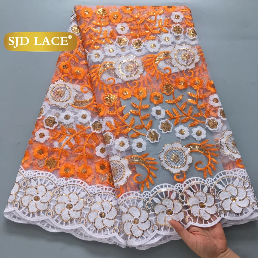 SJD LACE Afrykańska siatka damska tkanina koronkowa wysokiej jakości 2025 tiul nigeryjski cekiny siatka koronkowa tkanina do szycia sukien ślubnych 4348