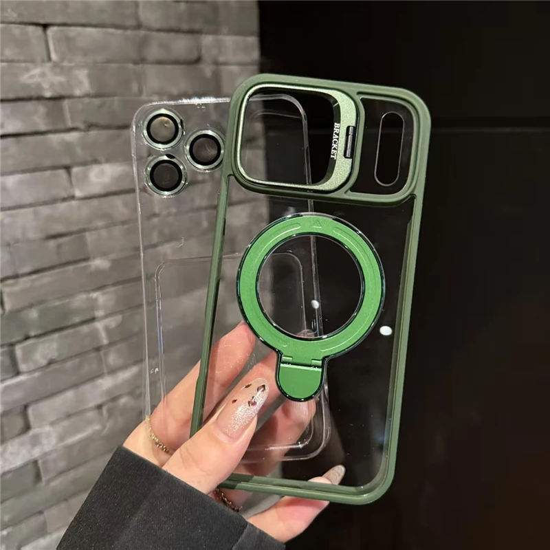 Double Bracket For Magsafe Glossy Case For iPhone 18 17 16 13 15 14 11 12 Pro Max Air Shockproof Cases For iPhone 14 15 16 Plus