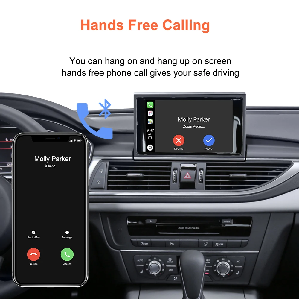 Bonroad Kabelloses Android Auto Modul für Audi A6 A7 RMC 3G MMI MHI2 2012-2018 Carplay Interface Mirror Link Air Play Rückfahrkamera – Detail 11