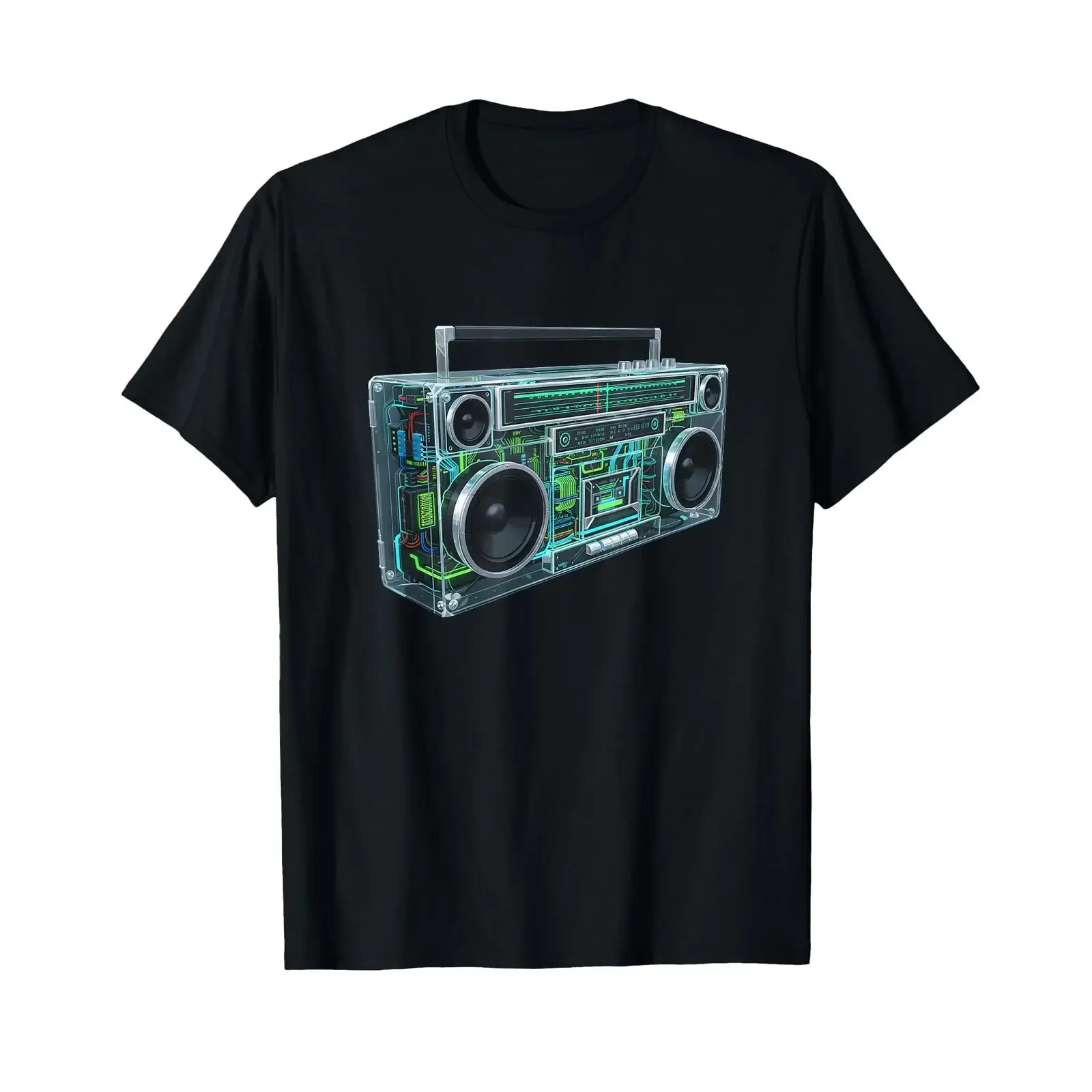 Boombox Old School Vintage Cassette Tape Retro T Shirt vintage Washed Top For Everyday Wear Casual Stretched Comfortable