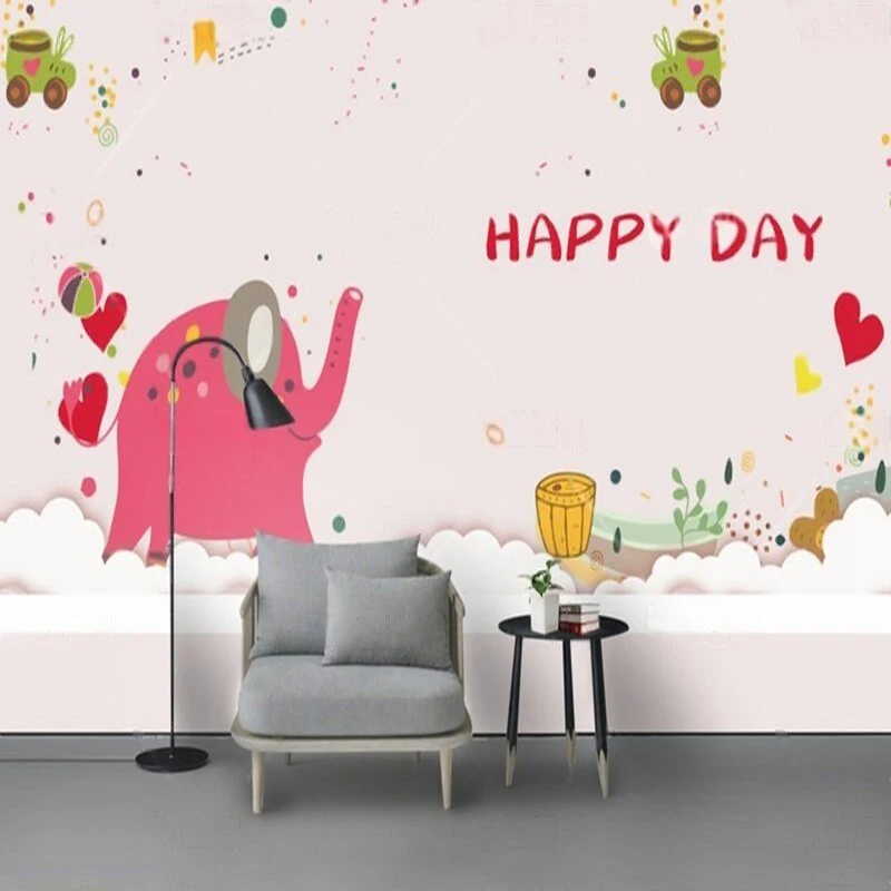 

Cartoon animals elephants children's living room TV bedroom home decoration background wall paintings