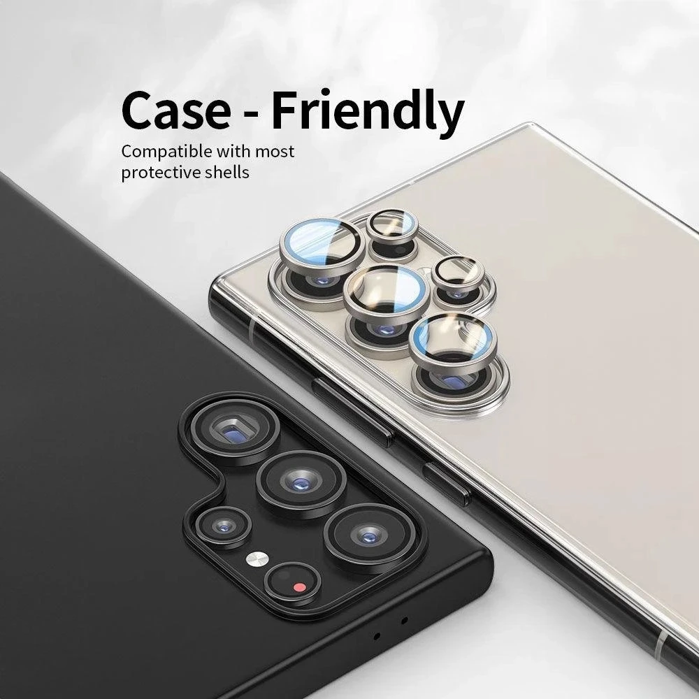 حلقة الكاميرا لسامسونج غالاكسي S25 S24 زائد S23 FE S24 + S23 + S23fe عودة عدسة حامي الشاشة غطاء العدسة الزجاج