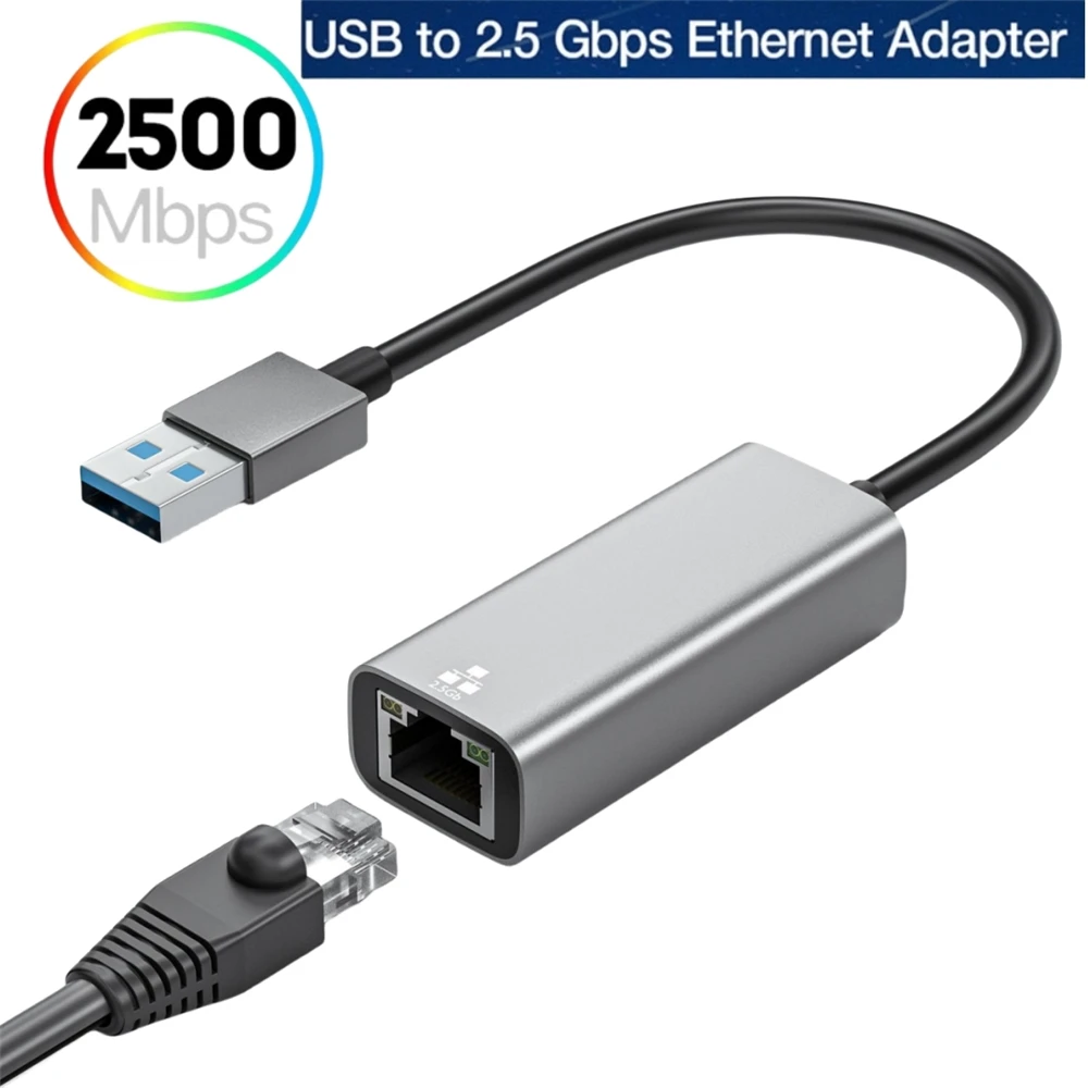 2500Mbps USB3.0 Type C 2.5G Ethernet Adapter 2.5Gbps USB 3.0 Type-C to RJ45 LAN Gigabit Wired Network Card Converter For Laptop