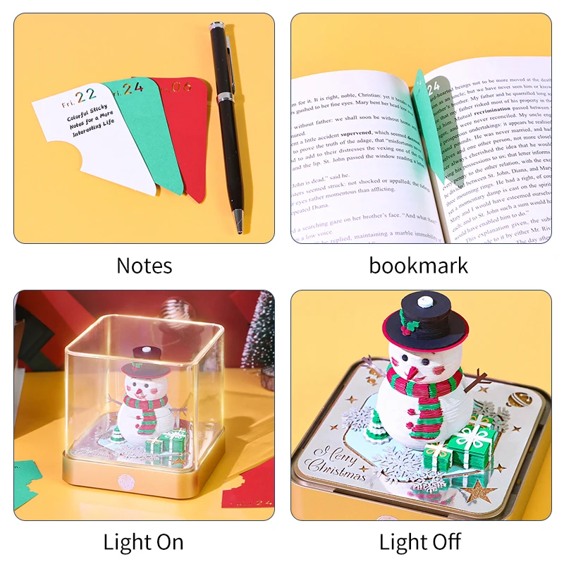 تقويم Time Piece 2026 - تقويم مكتب LED مع لوحة مذكرة ورقية ثلاثية الأبعاد - هدية عيد الميلاد