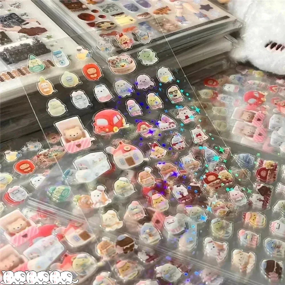 20pcs Random Vintage Glitter Stickers Transparent PET Cut Film Scrapbooking Deco Kawaii Journal Stickers Children's Gifts