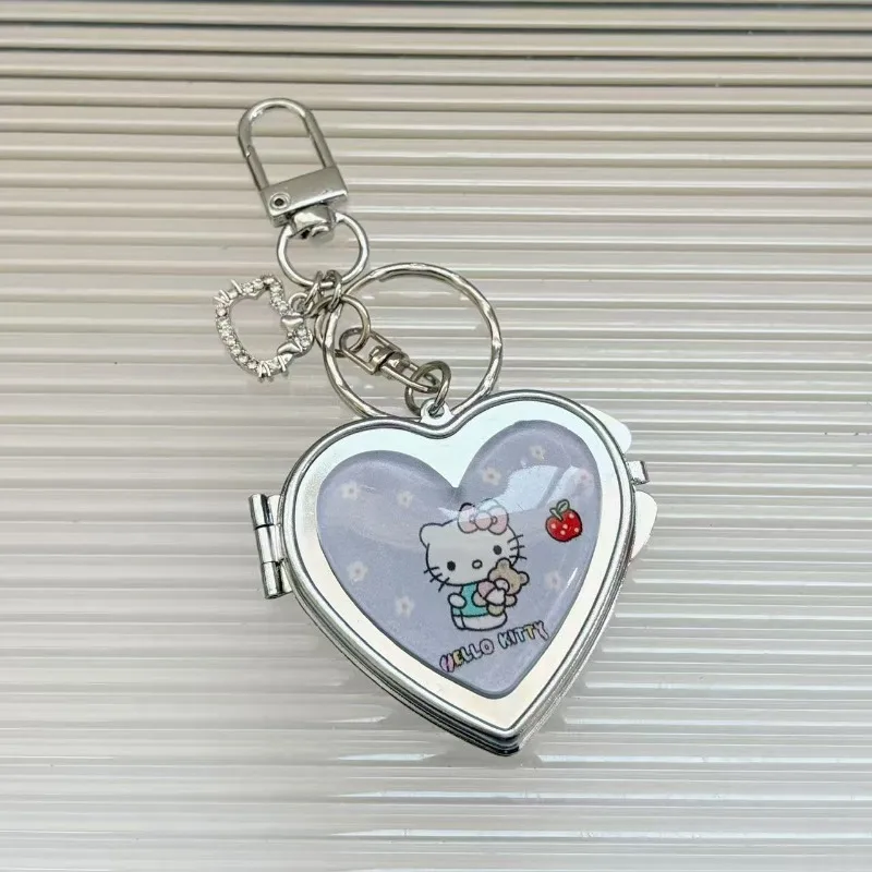 Makeup Mirror Hello Kitty Mirror Sanrio Cute Cartoon Love Portable Mirror Bag Pendant Makeup Portable Keychain Girlfriend Gift