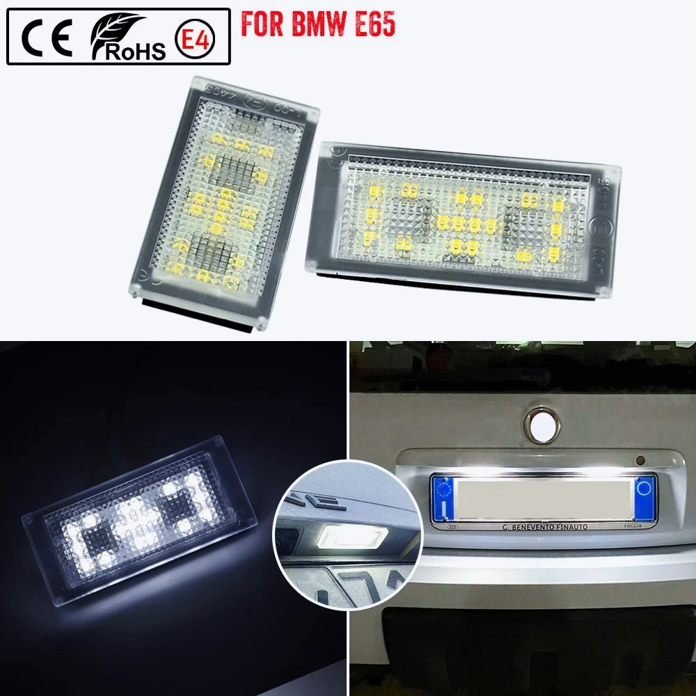 ZC-2x For BMW 7 Series E65 E66 2006-2008 Facelift White License Plate Lights LED Number Plate Light Error Free License Plate Lam view 5