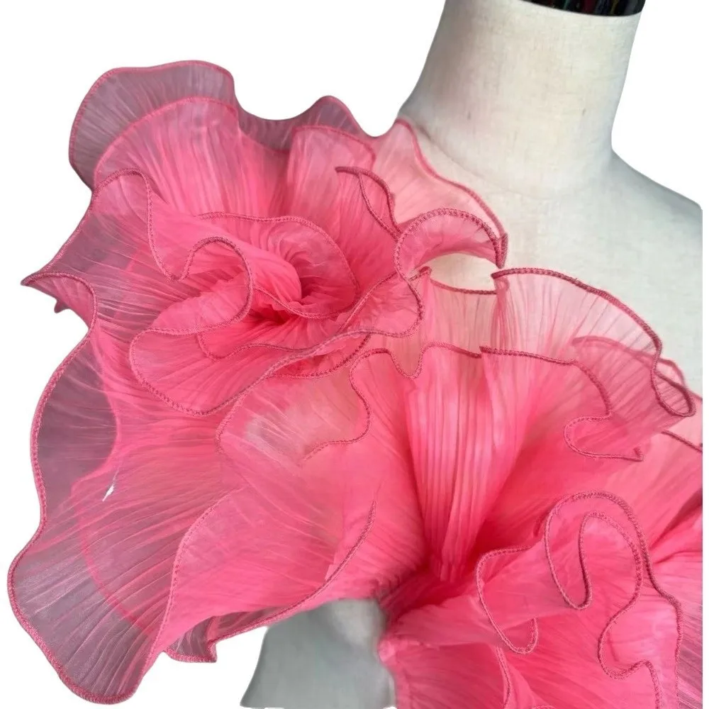 Wave Lace 1 Yard Pleated Fabric Ruffle Pleated Magic Color Pleated Lace Double Layered Accordion Fold Plisse Cloth Dance Dress
