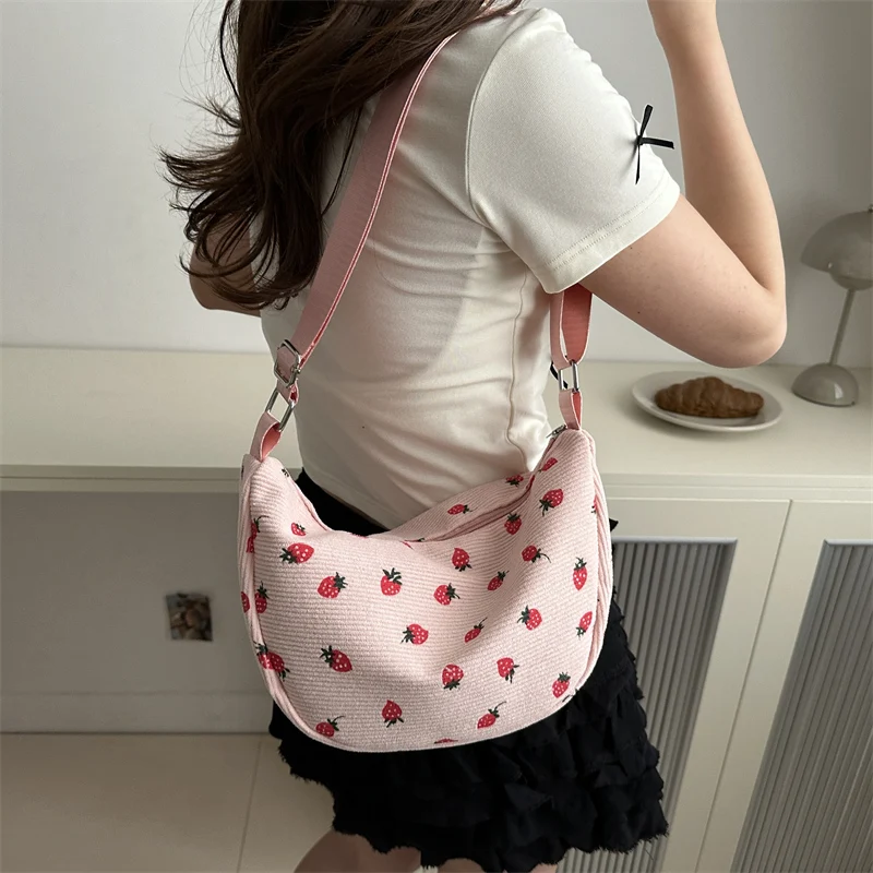 

Korean Sle Cute Stberry Women's Bag 2024 New Faion Trend Velvet Dumpling Bag Internet Celebri Versatile Single oul...