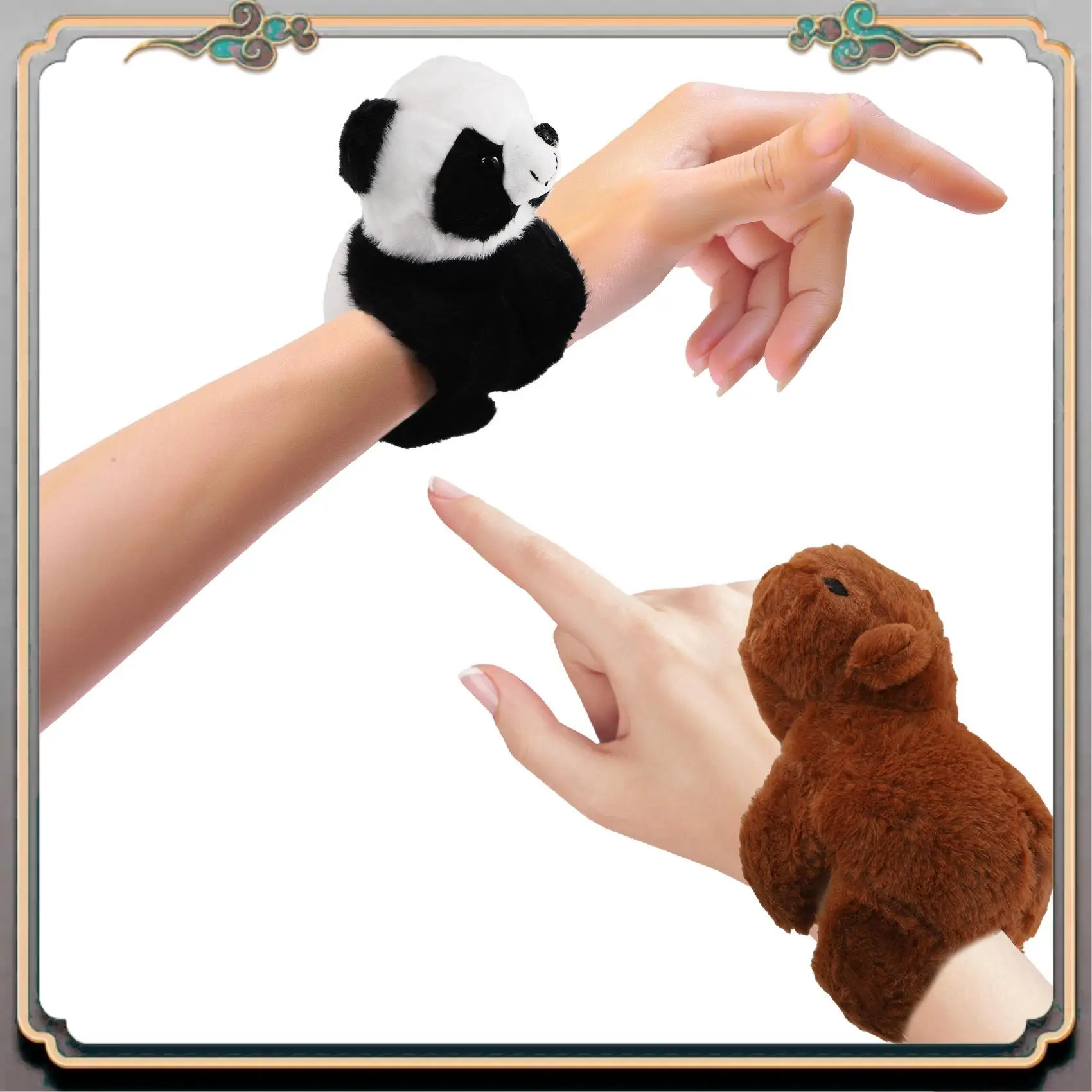 

Durable 2PCS Capybara Clap Circle Slap Snap Wrap Wristband Bracelet Capybara Plush Panda Circles Christmas Gift