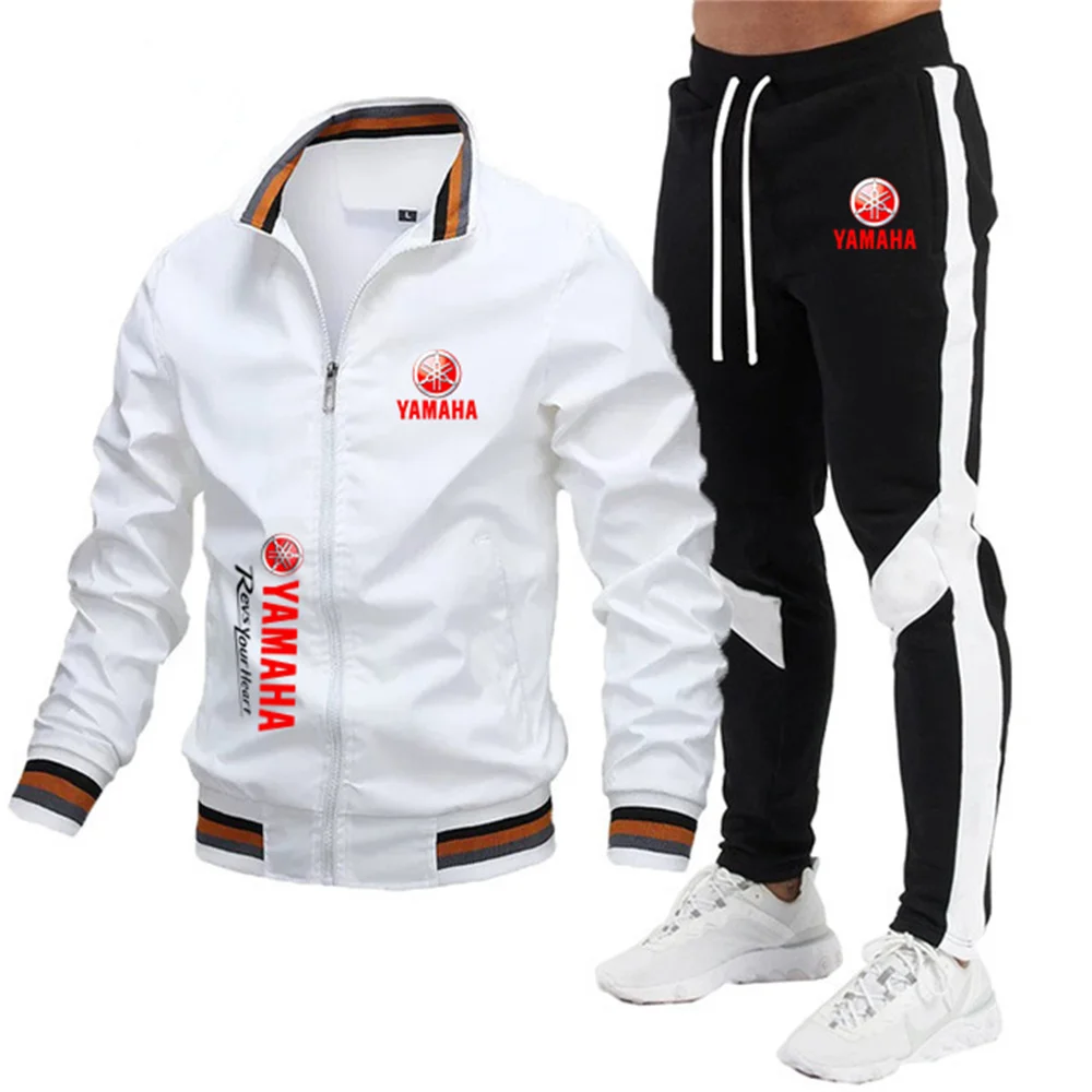 

2025 New Men's Yamaha Casual Pilot Jacket Fashion Plus Velvet Pants Set Sports Fitness Set