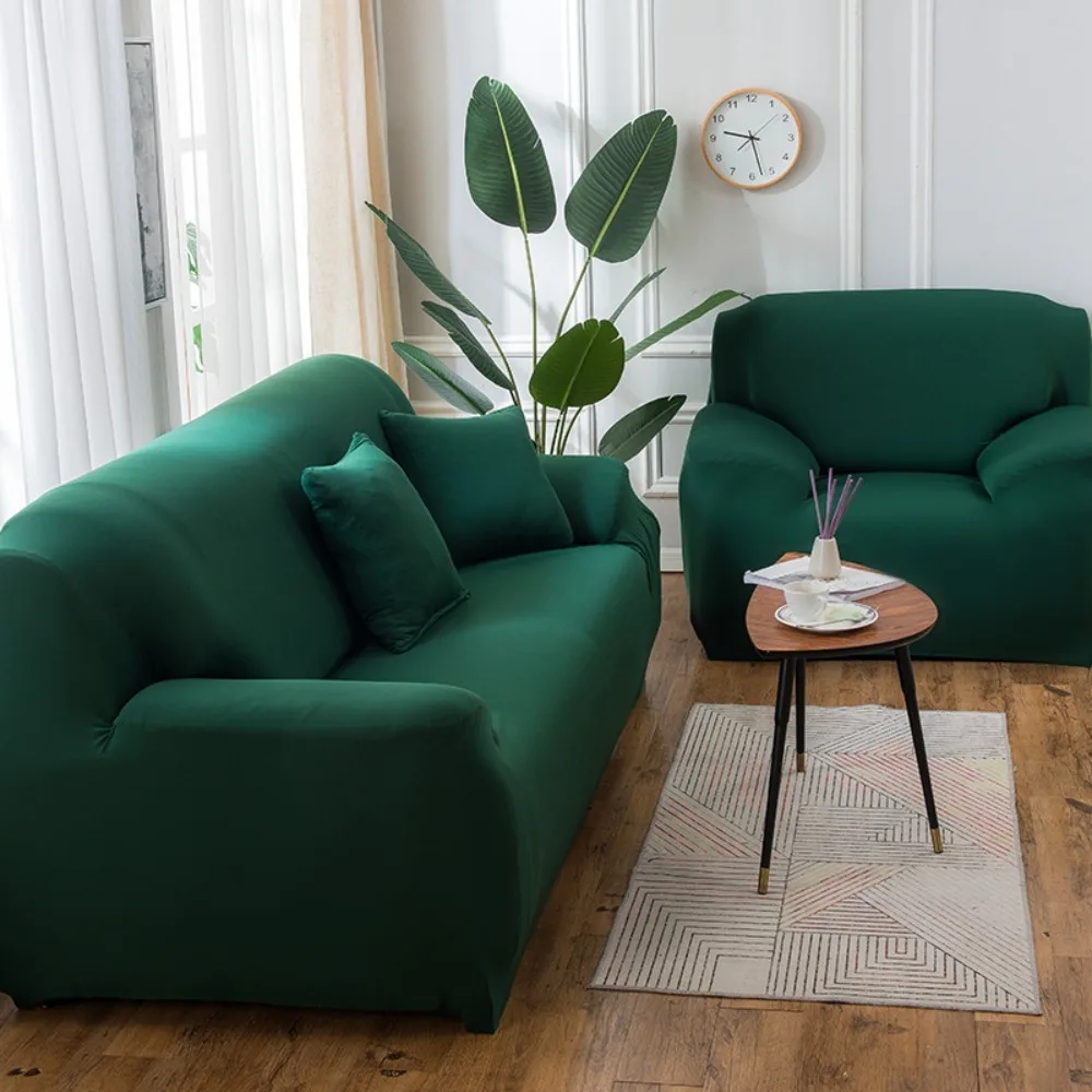 Household Elastic Solid Color 3 Seater Sofa Cover Dustproof Washable Sofaslip All-inclusive Extendable Sofa Protecter Apartment