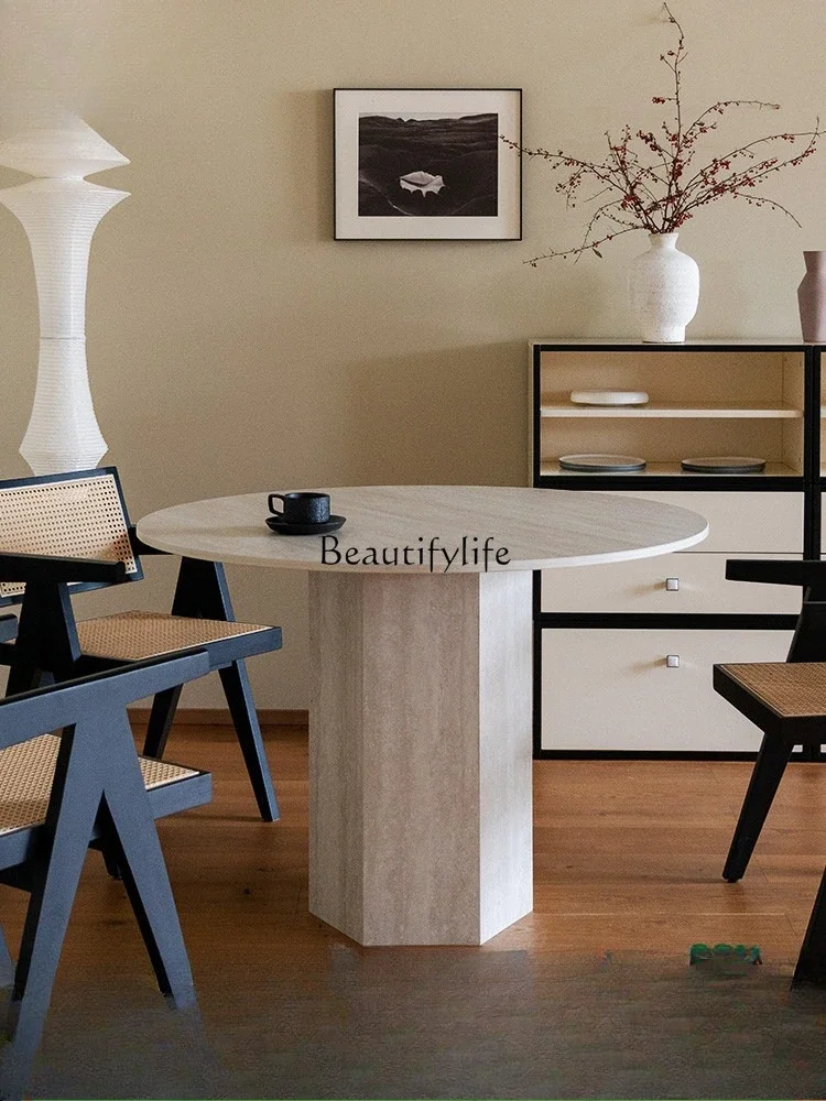 

FG40Rock white table cave rock slab round dining table medieval style table