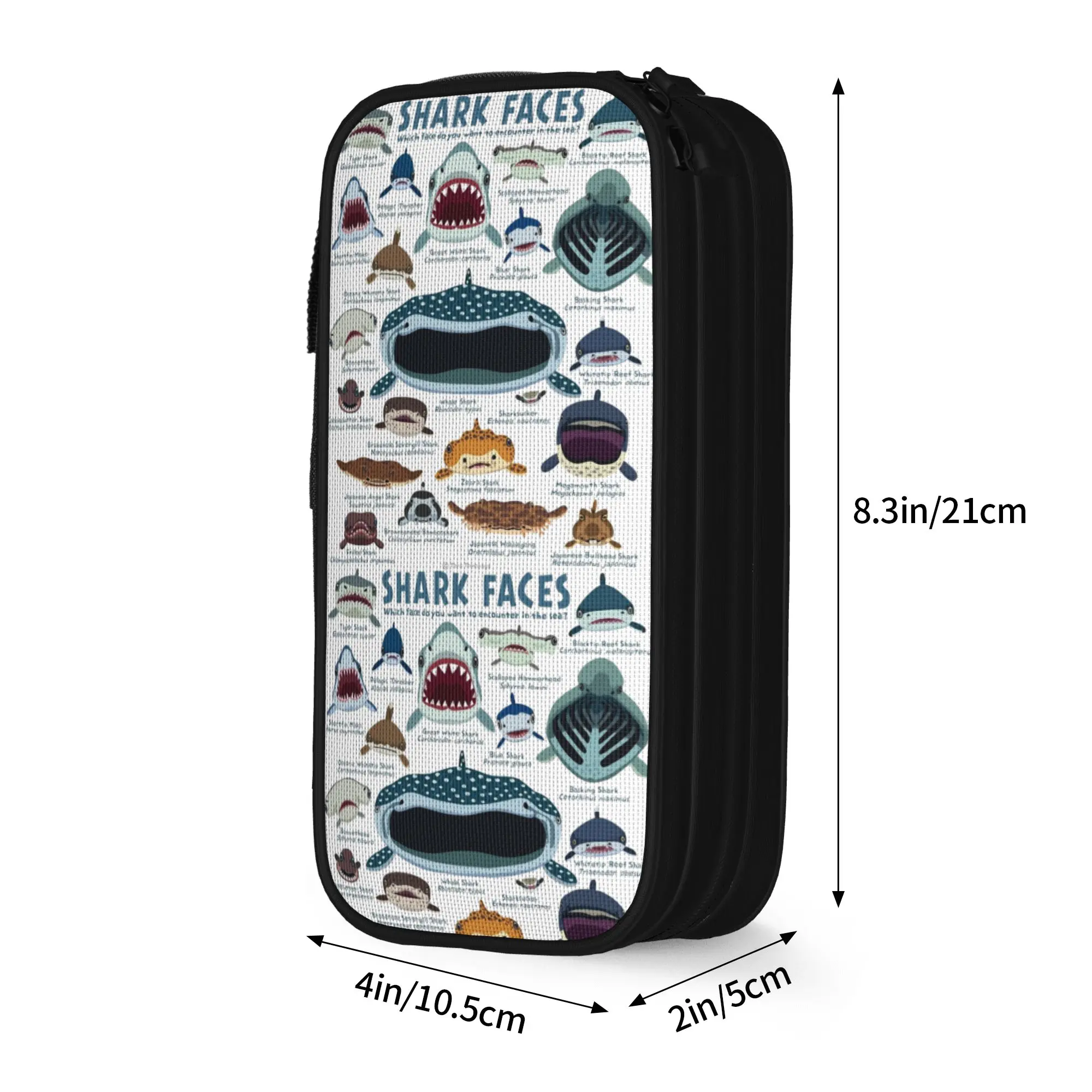 New Shark Faces Pencil Case  Pencil Box for Girl Boy Big Capacity Bags School Supplies Gifts Accessories