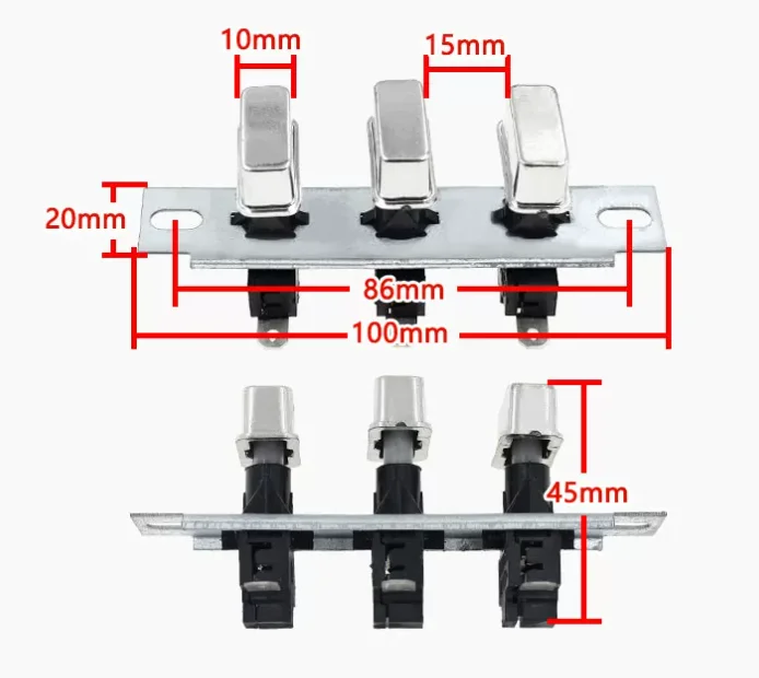 3-Key Piano Switch for Electric Heater - High Power 10A Operation for Small Sun Portable Electric Heater and Fan 2pcs