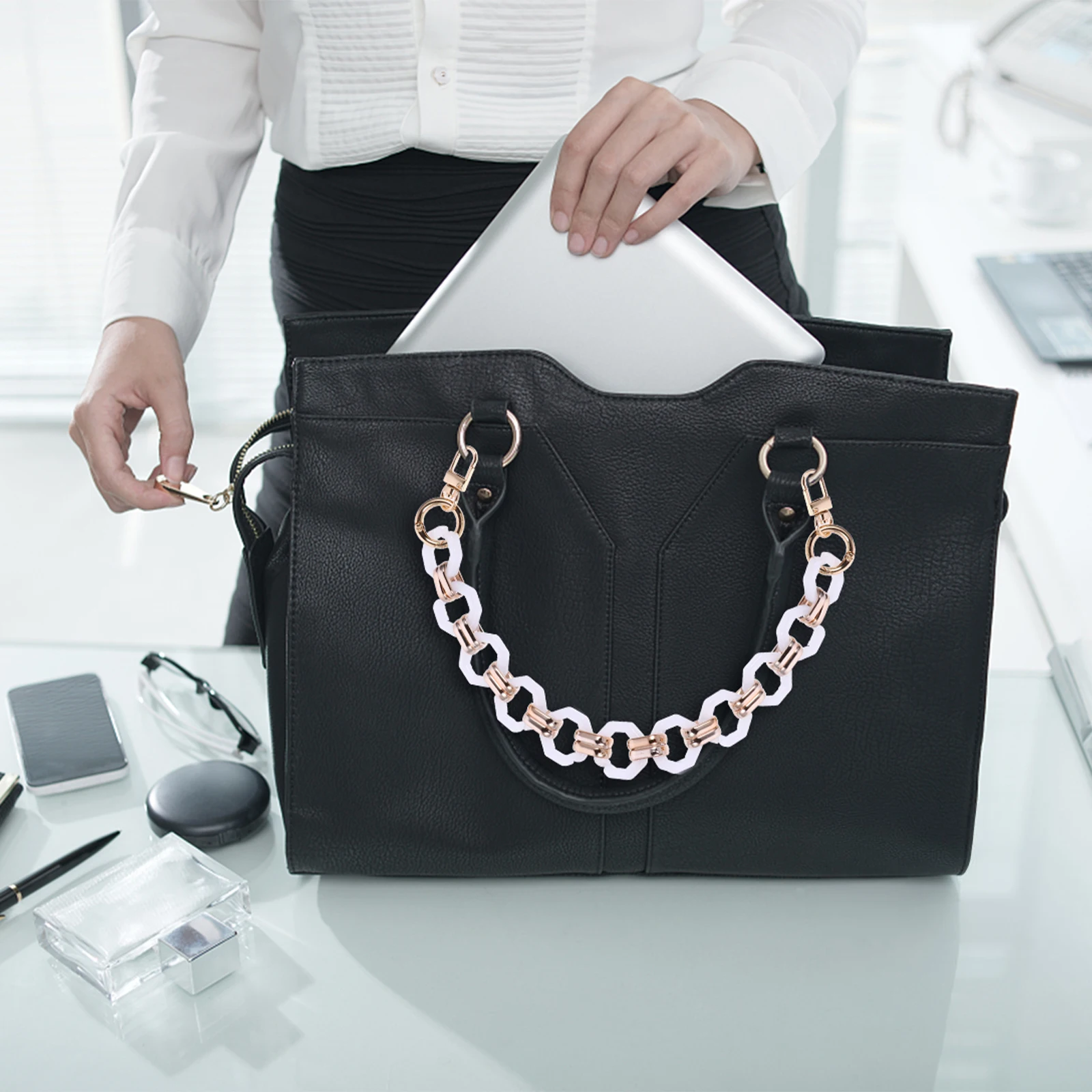 

Retro Resin Chain Bag H Shoulder Strap DIY Accessory Chains Travel Purse Strong Load Durable Detachable Clutch