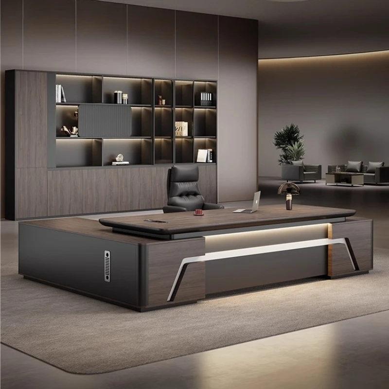 Double Cabinet Boss Computer Desk L Shaped Gaming Standing Room Office Table Organizer Writing Filing Cabinets Home Furniture