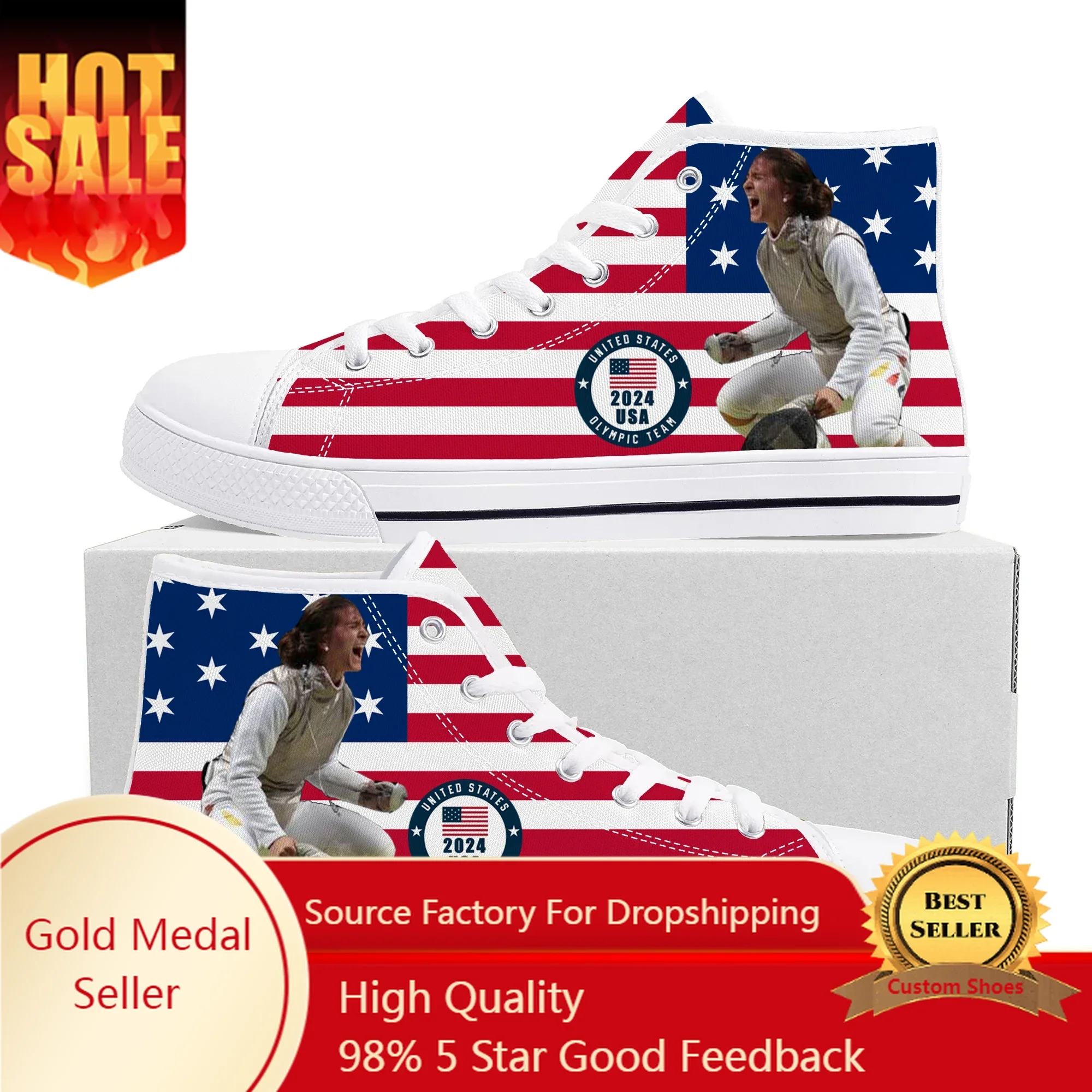 Jacqueline Dubrovich Foil World Champion High Top Shoes Mens Womens Teenager High Quality Sneakers Canvas Sneaker Custom Shoe