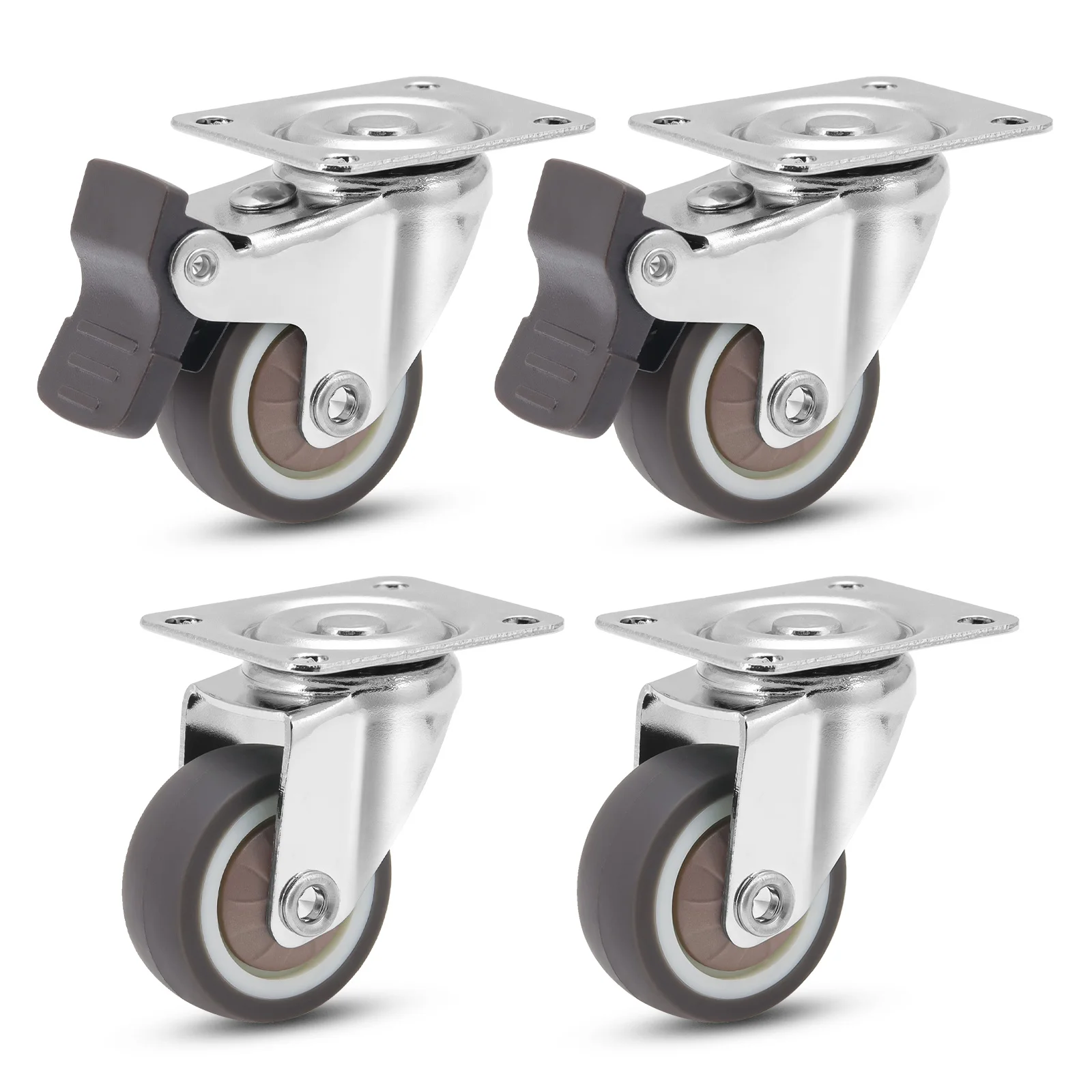 

4 шт., колеса для мебельного стула, поворотные роликовые колеса, бесшумные колеса для тележки, роликовые колеса для стола, стула 360 ° Вращение для тяжелых условий эксплуатации