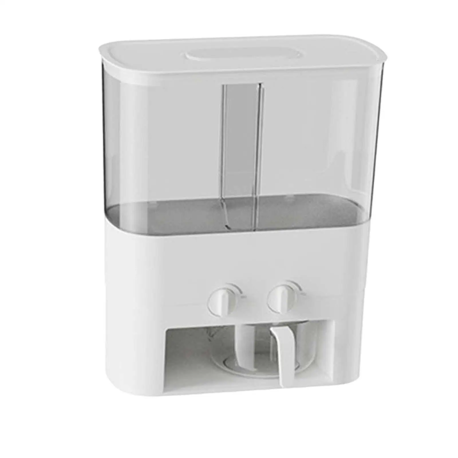 Dry Food Dispenser, 2 Grid Cereal Dispenser,Rice Dispenser 22 Pounds Kitchen Storage with Measuring Cup