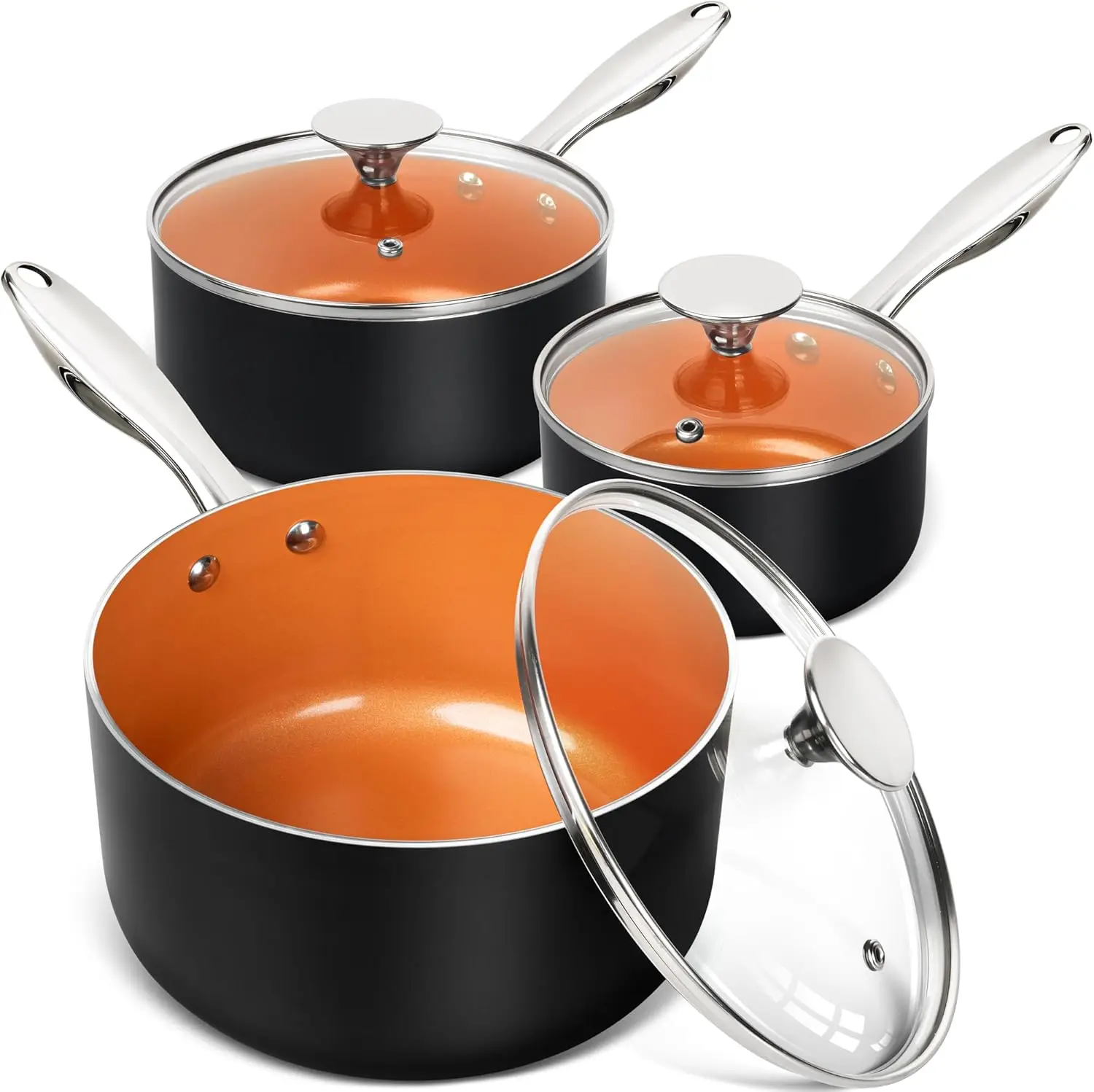 

Sauce Pan wit Lid 1Qt and 2Qt and 3Qt Sauce Pan t Ceramic Sauans wit Lids Copper Small Pots Nonstick Sauan t Oven Safe