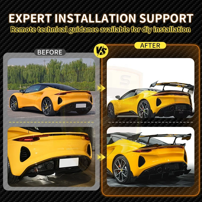Pinnacle Mono Style Dry Carbon Rear High Tail Wing Kit for Sports Coupe Off-Road Lightweight Exterior