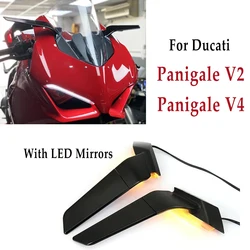 For Ducati Panigale V2 2020-2023 PANIGALE V4 2019-2022 New Motorcycle Rearview Mirrors with LED Rotating Adjustable Wing Mirrors