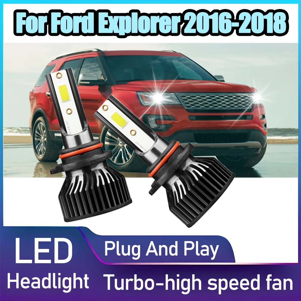 

2 шт. мощных светодиодных фар 120 Вт, 20000 лм, Plug and Play, 6000K, супербелый свет, Canbus, без ошибок, 12В, для Ford Explorer 2016, 2017, 2018 годов выпуска