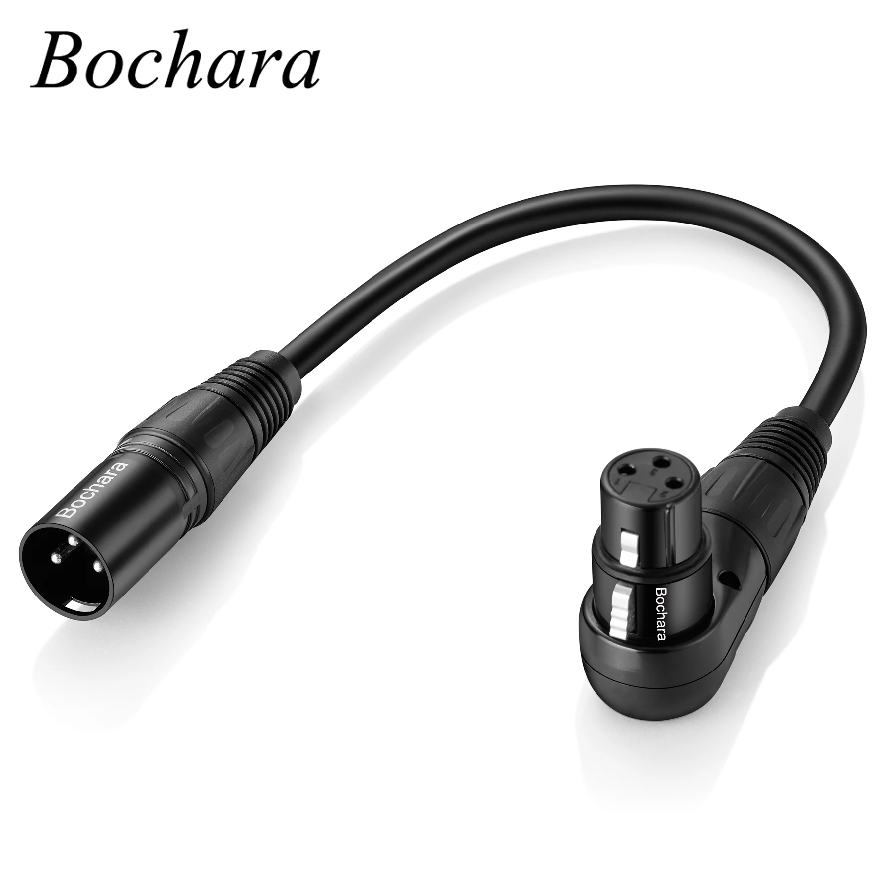 Bochara 30cm XLR Male to 90degree XLR Female Converter Cable 3pin jack Audio Cable Shielded For Microphone Mixer