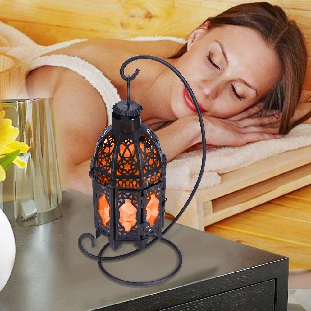 

Salt Lamp Salt Rock Lamp Rock Lamp Vintage Iron Frame Natural Crystal Salt Rock Lamp Air Purifier Home Room Night Light Decor
