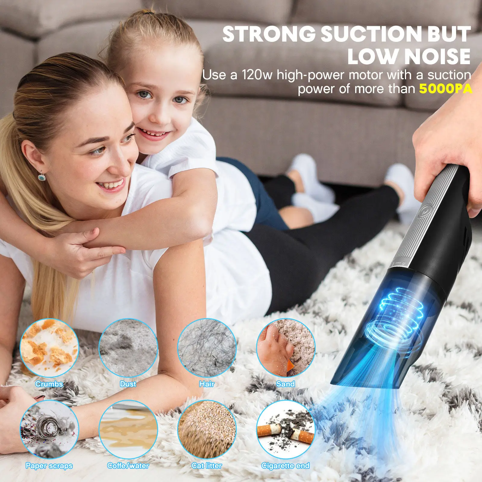 

Беспроводной портативный пылесос для автомобиля и дома: мощное всасывание, для сухой и влажной уборки, для путешествий