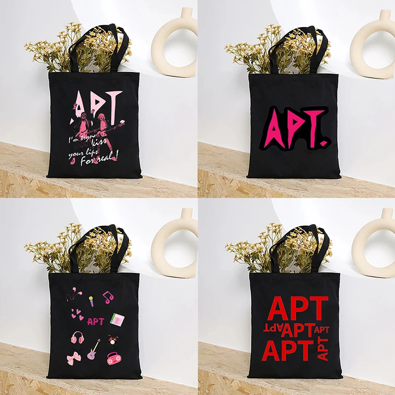 

K-POP Hit Song APT. Canvas Shopping Bag Best Trend Song Gift for Kpop Fans Women Shoulder Bag Funny Music Lover Gift Handbag