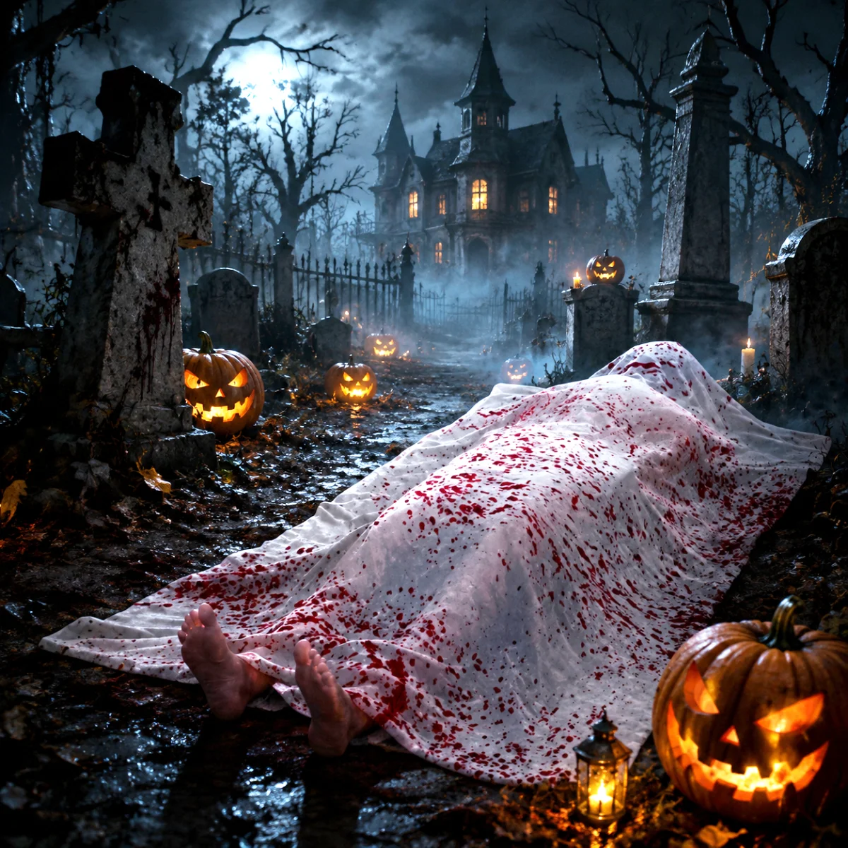 Halloween Inflatable Corpse Prop Lying Mannequin with Caution Tape for Haunted House Horror Isolation Room Party Decor