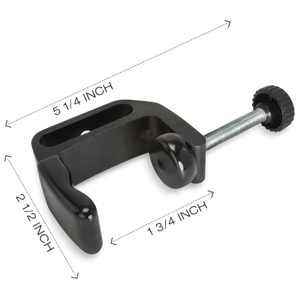 C-clamp aluminium Universal, dudukan penjepit Desktop berdiri dengan benang 1/4 "dan 3/8" hitam