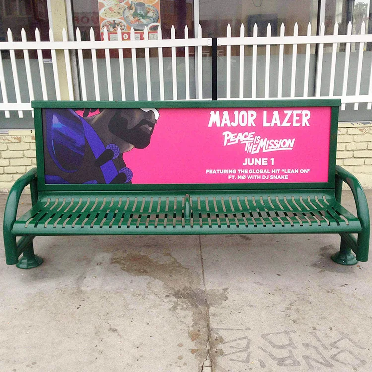 Outdoor Public Steel Advertising Bench Customized Metal Bench Seat