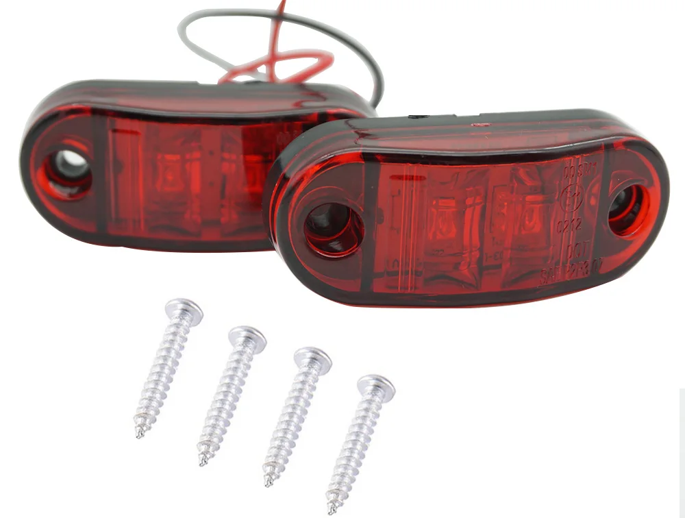 10Pcs LED Car Side Marker Tail Light Red Yellow White Side 2Diode Oval Clearance Trailer Truck Turn Light 10V-30V Rear Side Lamp