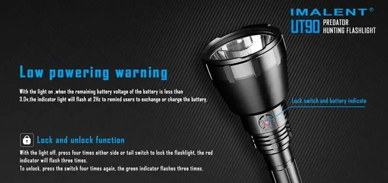 Lanterna LED Tactical Hunting, Bateria, 4800 Lumens, 21700