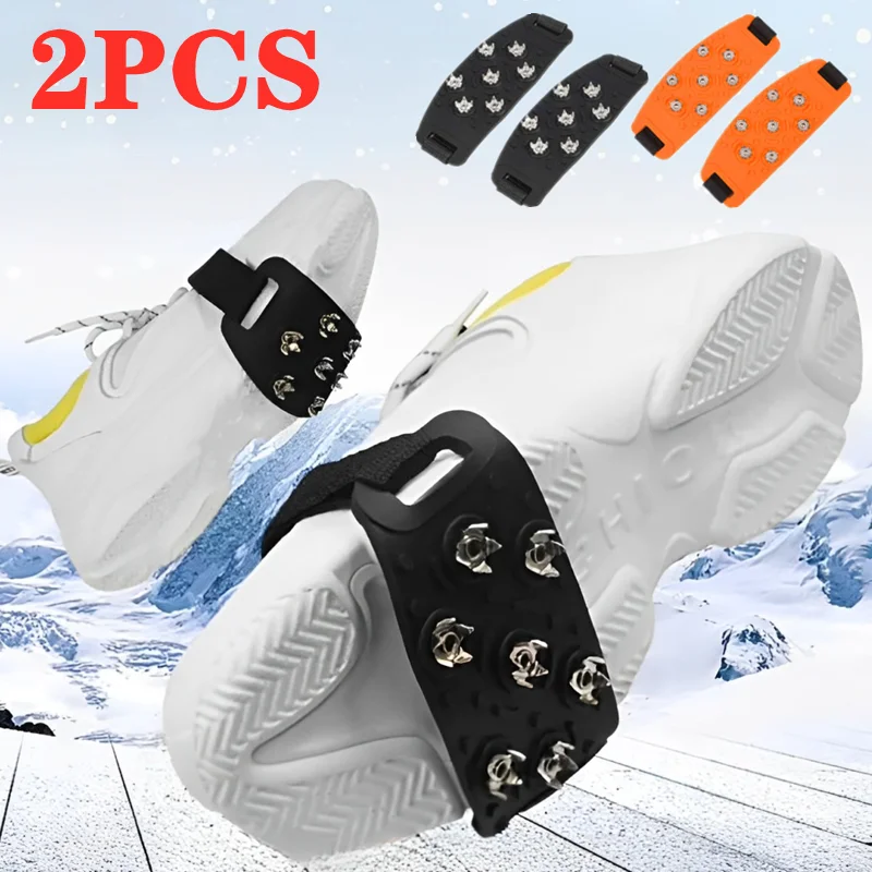 Ice Cleats Traction Crampons Overshoe Ice Snow Anti Slip Spikes Grips Ice Grippers for Adult Hiking Mountaineering Boots Winter