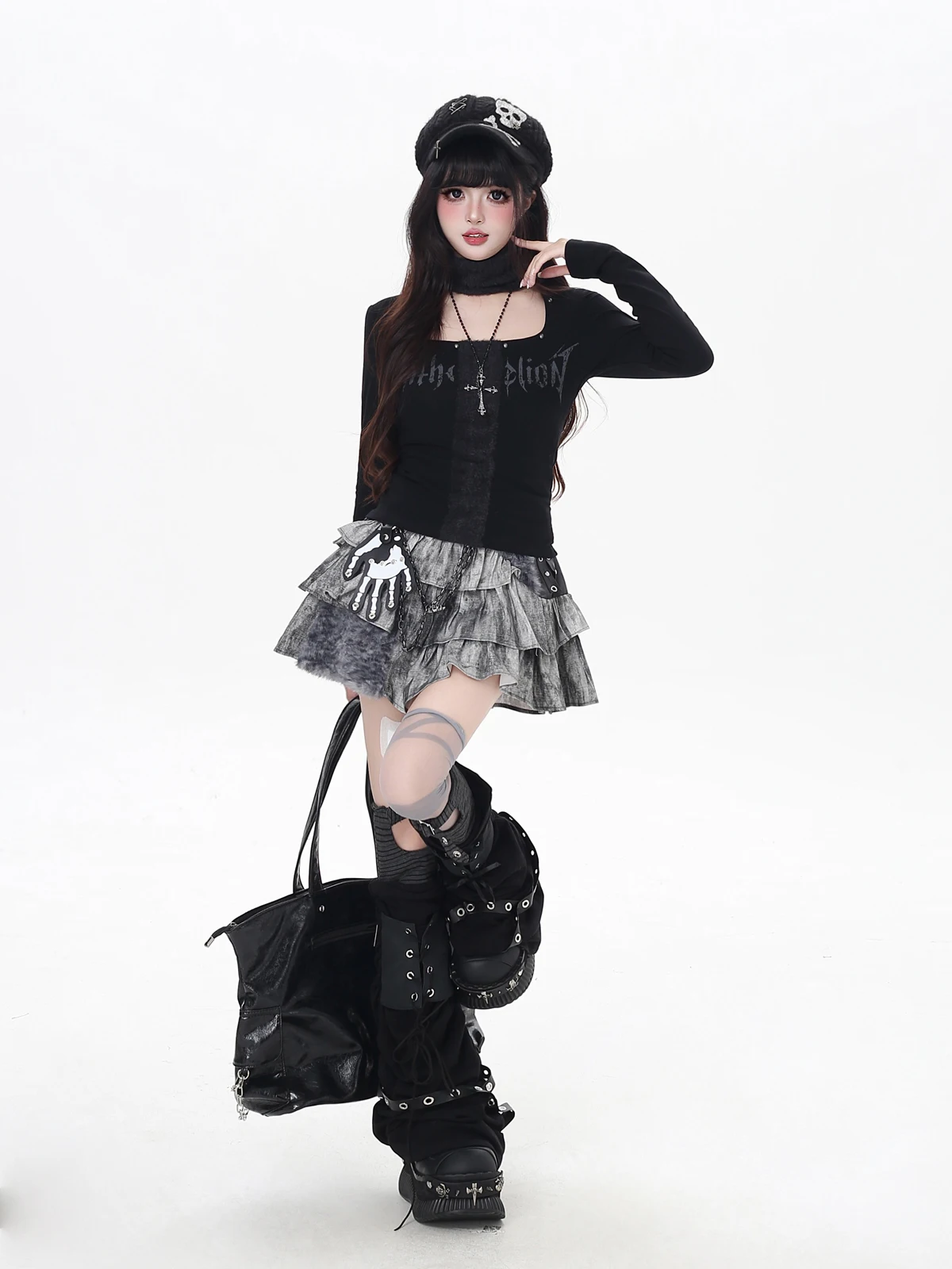 Style japonais Streetwear doux Cool Y2K Mini jupes en peluche Patchwork Punk fille taille haute plissée jupe courte pour les femmes automne