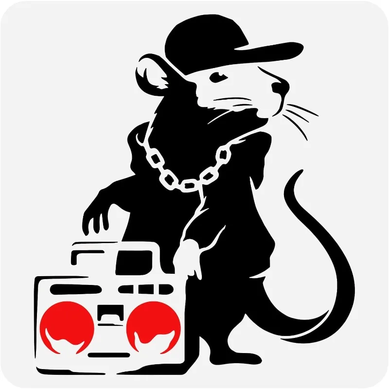 1pc Banksy Hip Hop Rat Stencil 11.8x11.8inch Reusable Banksy Rat Stencil DIY Art Radios and Mouse Painting Template Banksy Theme