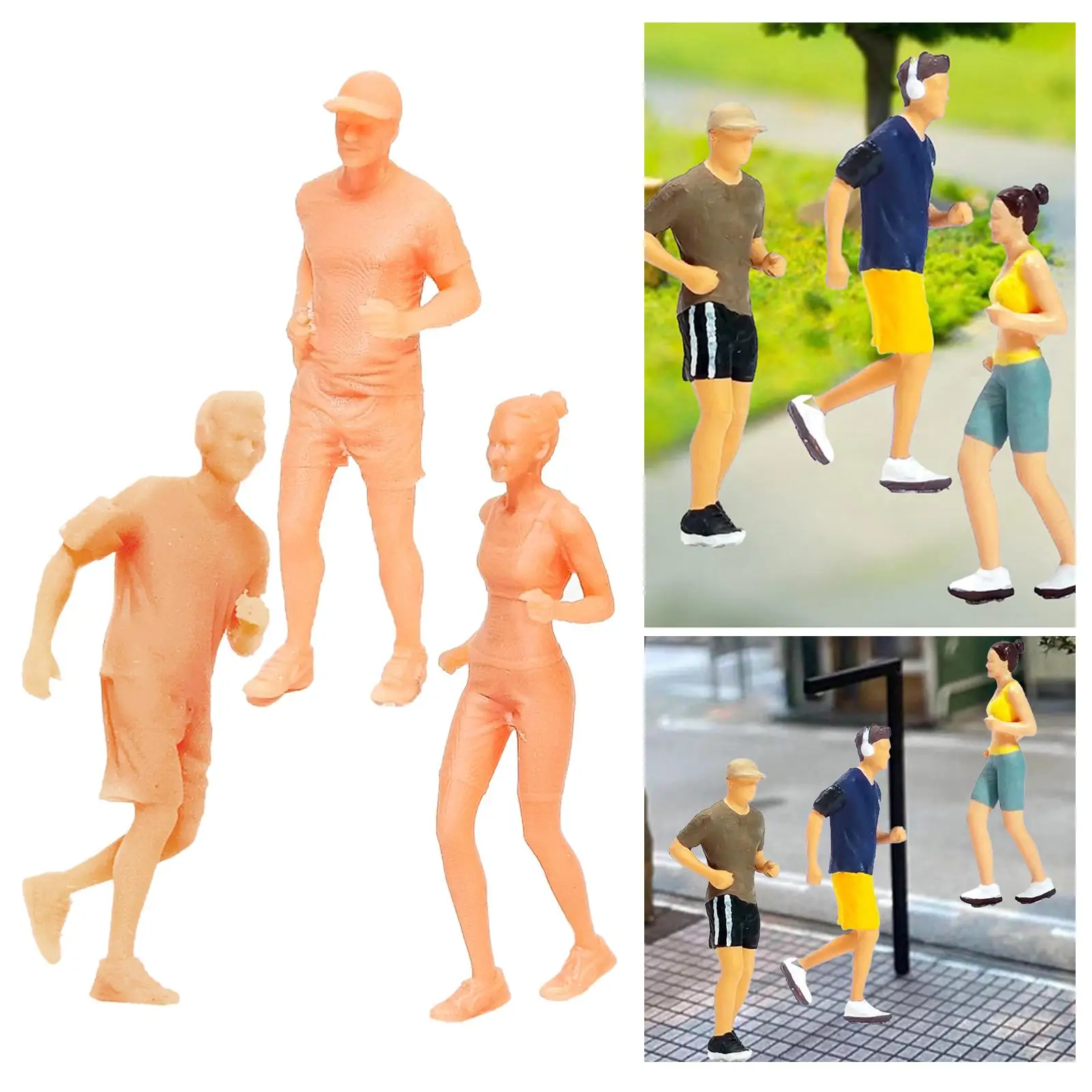 1:64 Scale Unpainted Tiny Running Figure S Scale Movie Props Dioramas Decor