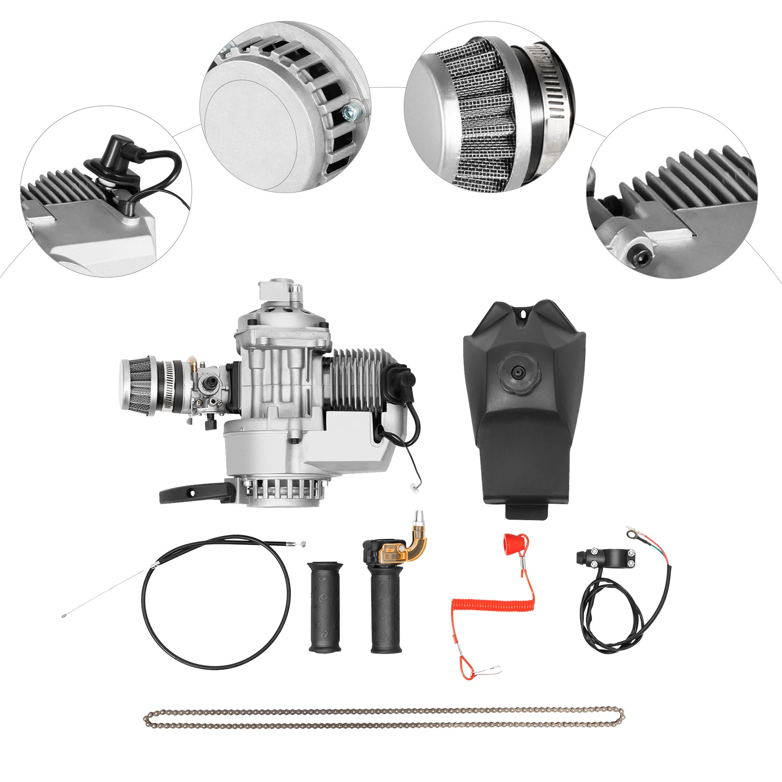 49cc 2-stroke Engine Forced Air Cooling Mini Dirt Bike Racing Engine Fit Atv