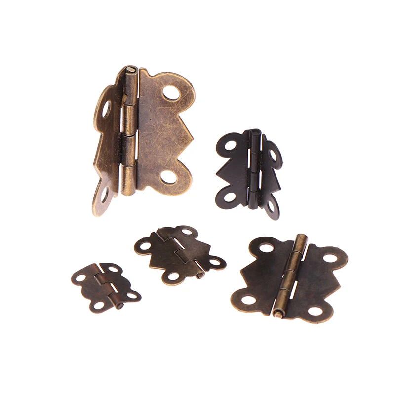 

10PCS Multi-functional Antique Butterfly Small Hinge Cabinet Hardware Accessories Lace Hinge Hinge Wooden Box 180 Degree Hinge