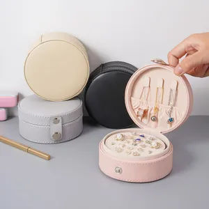 Necklace Rings Organizer Soft Detachable Partition Box Round Jewelry Organizer Secure Earring Storage Case For Travel Jewelry