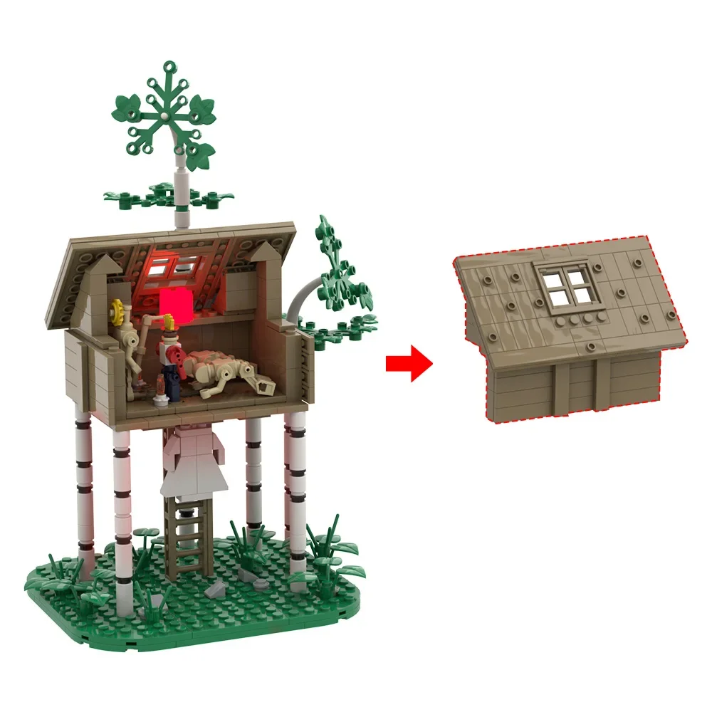 MOC Horror Film Hereditary Baum Haus Bausteine Modell Horror Baum Haus Street View Architektur Ziegel Montage Spielzeug Geschenk