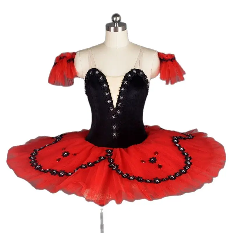 

BLL029 Black Velvet Bodice with Red Tulle Pre-professional Ballet Tutu Girl & Women Ballet Tutu Ballerina Dance Costumes